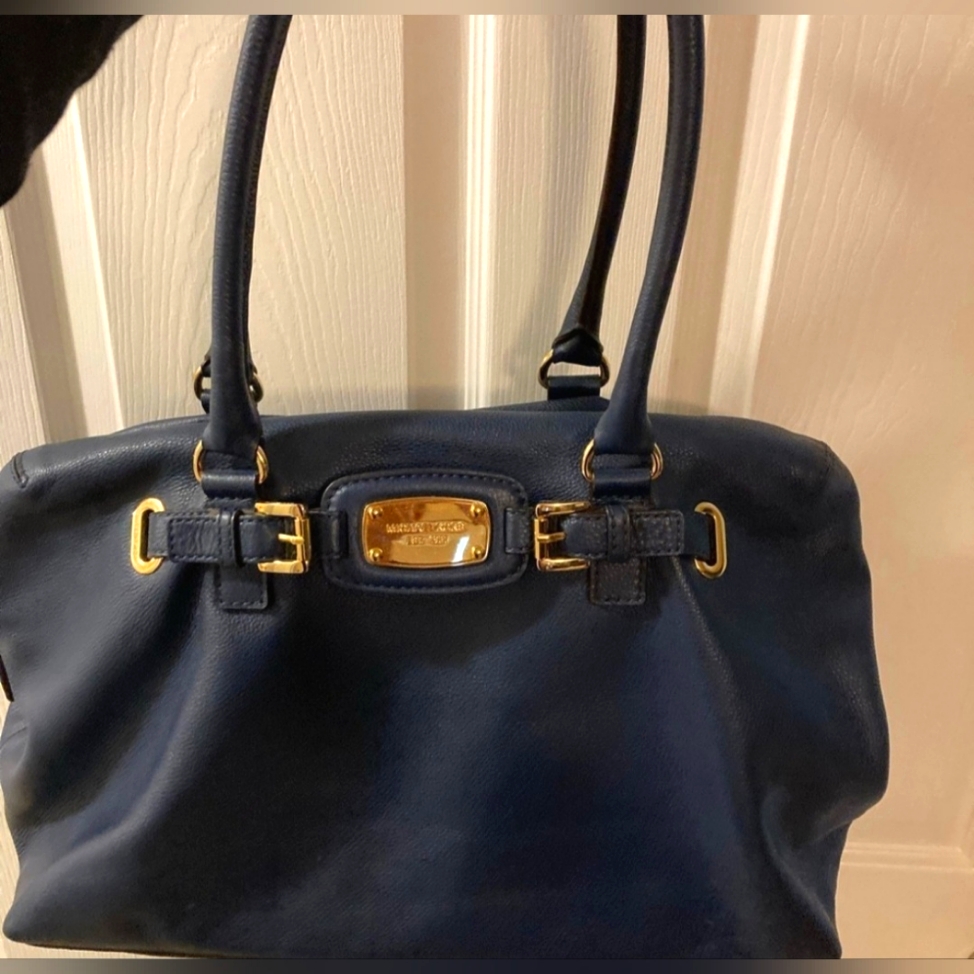 Michael Kors Hamilton Navy Pebbled Leather Xl Weekender Bag